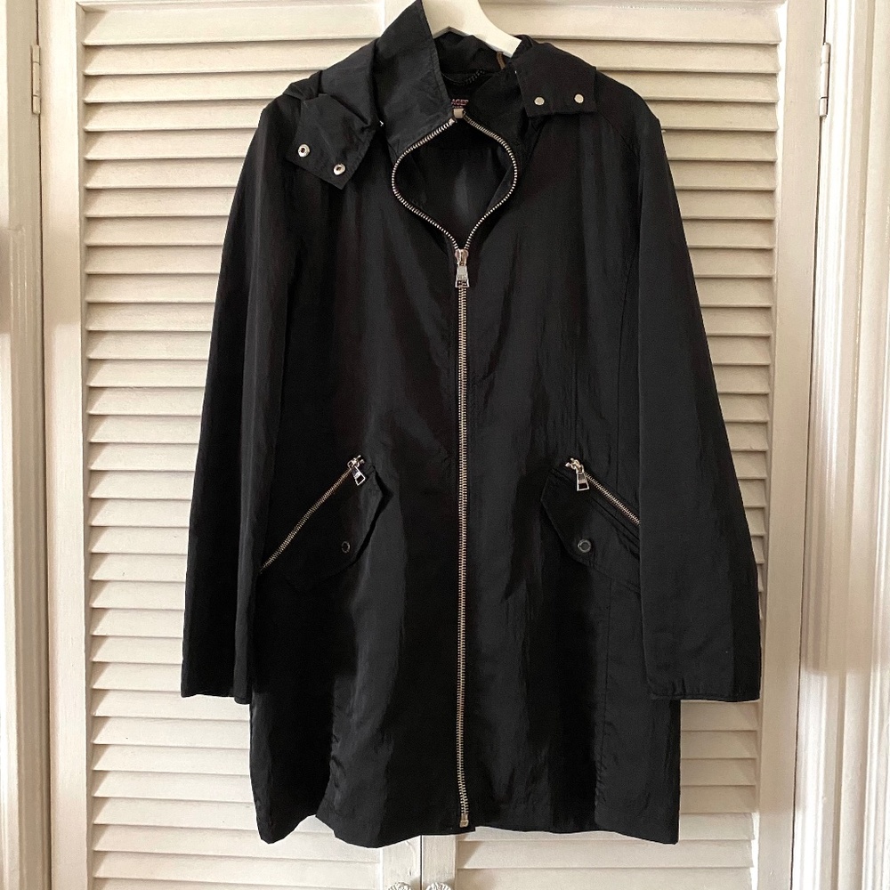 KARL LAGERFELD PARIS BLACK PARKA JACKET WITH HOODIE AUTHENTIC LARGE